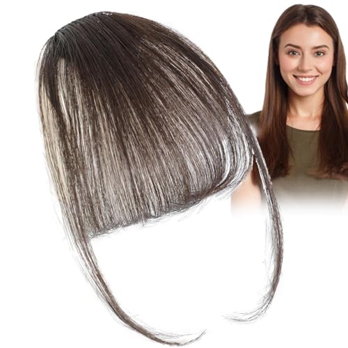 Tedious Clip-on-Pony-Echthaar, Clip-in-Pony-Echthaar - Clip-on-Air-Bangs-Echthaarverlängerungen | Französischer Pony zum Anklipsen, stilvolle Fransen-Haarteile in natürlichen Farben für Mädchen, von Tedious