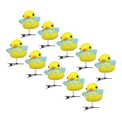 Tedious Haarnadel in Entenform, Enten-Plüsch-Haarnadel,Ente Plüsch Haarspangen Haarnadelnadeln | 10 Stück Haarnadel-Cartoon-Haar-Accessoires, gelbe Entlein-Haarspange für Kinder, Frauen von Tedious