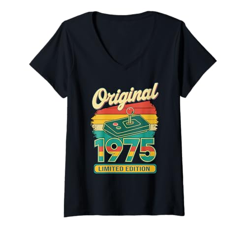 Damen 50 Geburtstag Mann Frau 50 Jahre Deko 1975 Lustig T-Shirt mit V-Ausschnitt von Tee 50. Geburtstag Herren Damen 50 Jahre Deko