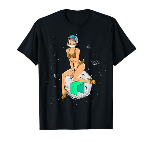 Cryptocurrency Pin-up Girl Hodling A Neo Crypto Moon T-Shirt von Tee Hodl - Funny Neo Coin Crypto Moon Gear