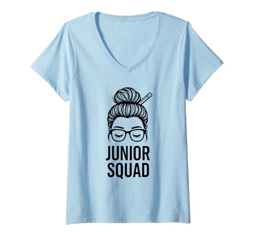 Damen Junior Squad, 10. Klasse, Highschool T-Shirt mit V-Ausschnitt von Tee Junction