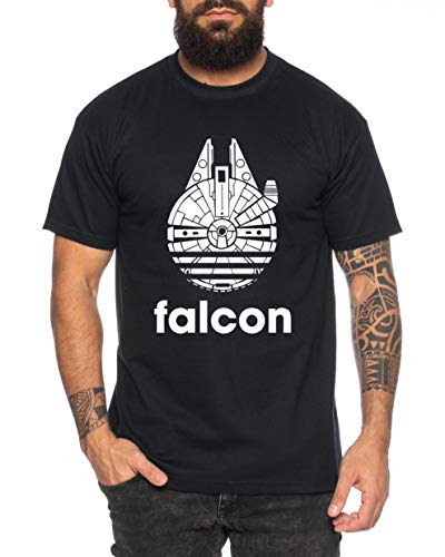 Adi Falcon - Herren T-Shirt Fast Falcon Wars T-Shirt Star Imperium Boba Fiction Darth, Farbe:Schwarz, Größe:S von Tee Kiki