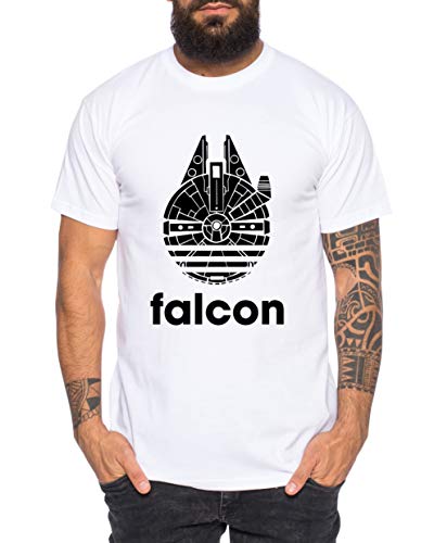 Adi Falcon - Herren T-Shirt Fast Falcon Wars T-Shirt Star Imperium Boba Fiction Darth, Größe:L, Farbe:Weiß von Tee Kiki