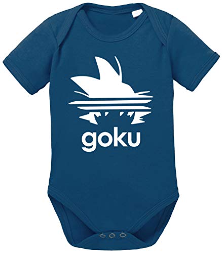 Adi Goku Dragon Son Baby Ball Strampler Bio Baumwolle Body Jungen & Mädchen 0-12 Monate, Größe:56/0-2 Monate, Farbe:Dunkel Blau von Tee Kiki