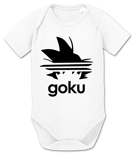 Adi Goku Dragon Son Baby Ball Strampler Bio Baumwolle Body Jungen & Mädchen 0-12 Monate, Größe:56/0-2 Monate, Farbe:Weiss von Tee Kiki