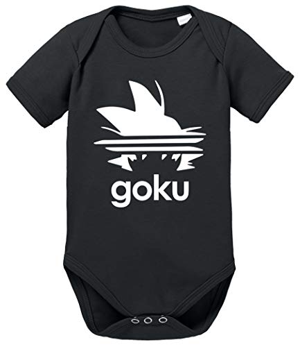 Adi Goku Dragon Son Baby Ball Strampler Bio Baumwolle Body Jungen & Mädchen 0-12 Monate, Größe:74/7-9 Monate, Farbe:Schwarz von Tee Kiki