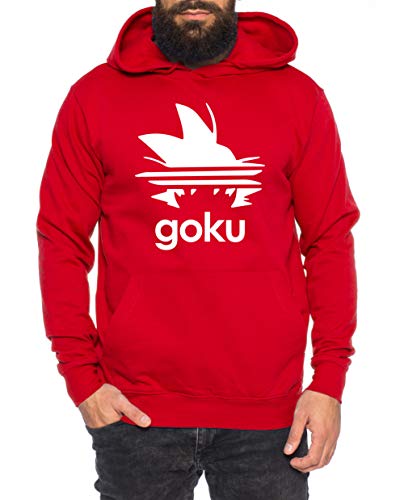Adi Goku - Herren Hoodie Son Ruffy Luffy Naruto Saitama One Dragon Master Goku Ball Vegeta Turtle Roshi Piece Golds Db, Farbe:Rot, Größe:M von Tee Kiki
