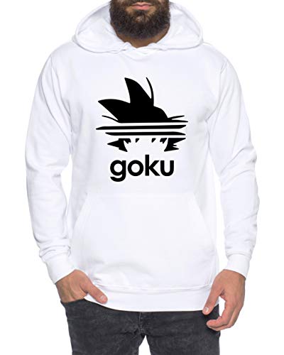 Adi Goku - Herren Hoodie Son Ruffy Luffy Naruto Saitama One Dragon Master Goku Ball Vegeta Turtle Roshi Piece Golds Db, Größe:XL, Farbe:Weiß von Tee Kiki