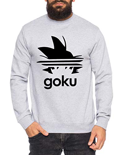 Adi Goku Herren Sweatshirt Goku Dragon Master Son Ball Vegeta Turtle Roshi Db, Farbe:Grau Meliert, Größe:L von Tee Kiki
