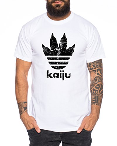 Adi Kaiju Herren T-Shirt Gojira Godzilla Japan Nippon Kaiju Kanji Tokyo, Farbe:Weiß;Größe:L von WhyKiki