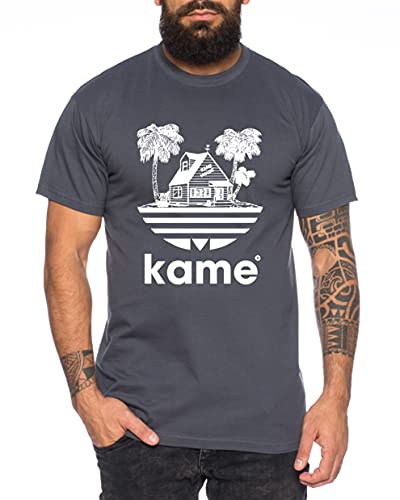 Adi Kame House - Herren T-Shirt One Goku Dragon Master Son Ball Vegeta Turtle Roshi Piece Golds Db, Farbe:Dunkelgrau, Größe:L von Tee Kiki