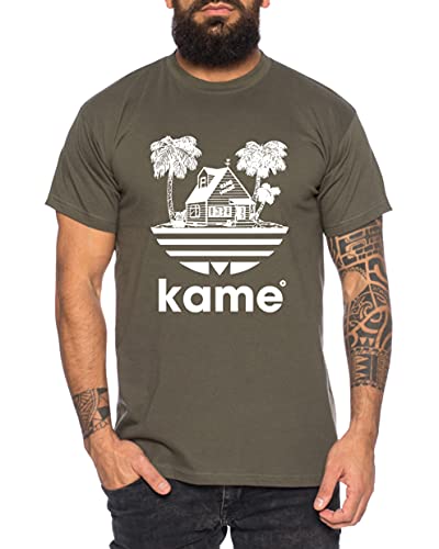 Adi Kame House - Herren T-Shirt One Goku Dragon Master Son Ball Vegeta Turtle Roshi Piece Golds Db, Größe:L, Farbe:Khaki von Tee Kiki