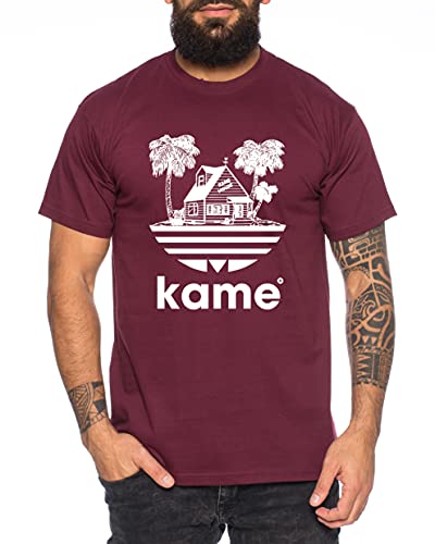 Adi Kame House - Herren T-Shirt One Goku Dragon Master Son Ball Vegeta Turtle Roshi Piece Golds Db, Farbe:Weinrot, Größe:M von Tee Kiki