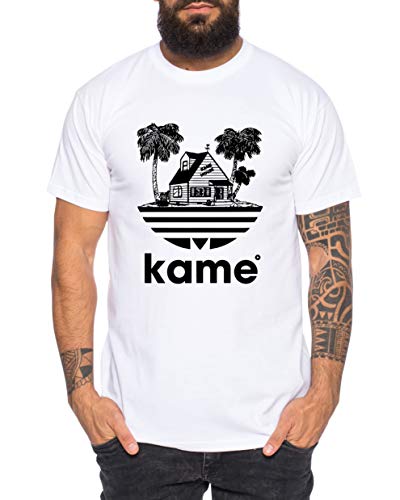 Adi Kame House - Herren T-Shirt One Goku Dragon Master Son Ball Vegeta Turtle Roshi Piece Golds Db, Farbe:Weiß, Größe:XXL von Tee Kiki