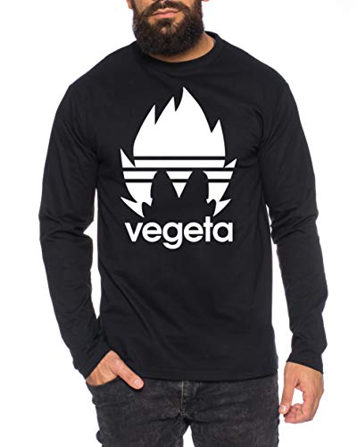 Adi Vegeta Herren Longsleeve One Goku Dragon Master Son Ball Vegeta Turtle Roshi Piece Golds Db, Farbe:Schwarz, Größe:L von Tee Kiki