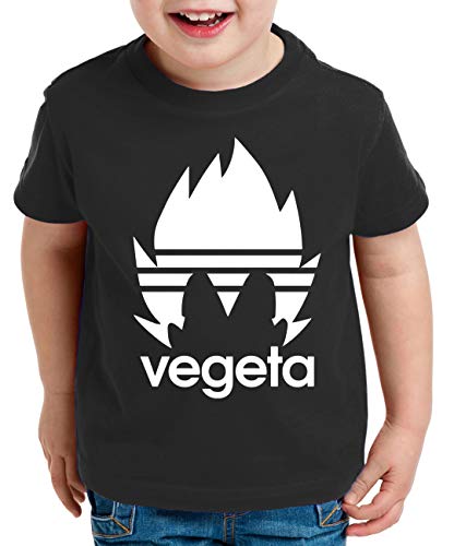 Adi Vegeta Kinder T-Shirt Son Dragon Master Ball Goku Turtle Roshi Db, Kinder T-Shirt Größe:134-146 (9-11 Jahre), Kinder Farben:Schwarz von Tee Kiki