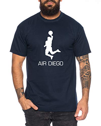 Air Diego - Herren T-Shirt Argentinien WM 1986 Maradona Shirt Fußball Soccer Legend Fussballstar, Farbe:Dunkel Blau, Größe:L von Tee Kiki