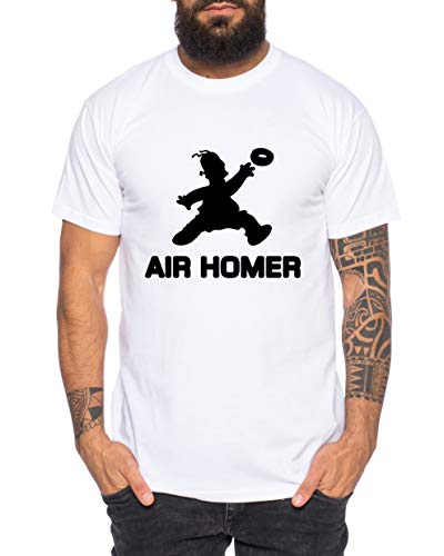 Air Homer Herren T-Shirt Cooles lustiges Fun Shirt, Größe:XL, Farbe:Weiß von Tee Kiki