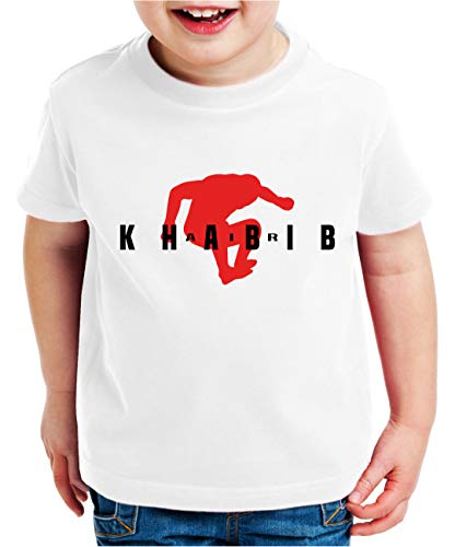 Air Khabib II Kinder T-Shirt Cooles MMA Fun Shirt, Kinder T-Shirt Größe:134-146 (9-11 Jahre), Kinder Farben:Weiß von Tee Kiki