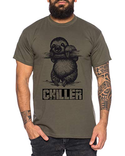 Chiller chillen Herren T-Shirt Cooles lustiges Fun Shirt, Größe:L, Farbe:Khaki von Tee Kiki