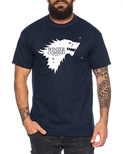 Coming Herren Game T-Shirt Cooles Thrones Shirt, Farbe:Dunkelblau, Größe:XL von Tee Kiki