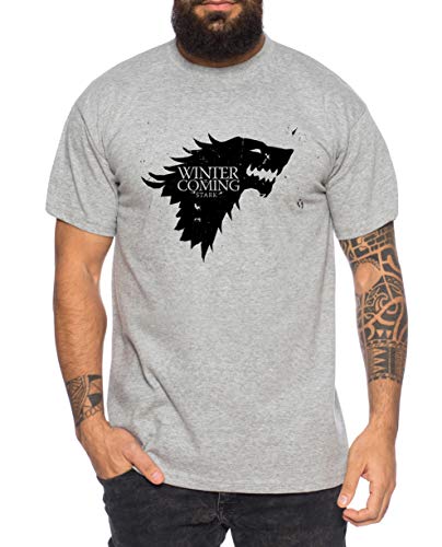 Coming Herren Game T-Shirt Cooles Thrones Shirt, Farbe:Grau Meliert, Größe:4XL von Tee Kiki