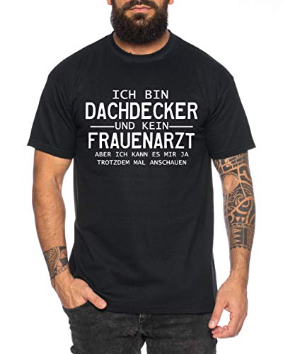 Dachdecker Herren T-Shirt Cooles lustiges Fun Shirt, Farbe:Schwarz, Größe:L von Tee Kiki