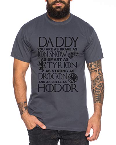 Daddy Snow - Herren T-Shirt Targaryen Thrones Game of stark Lannister Baratheon Daenerys Khaleesi tv blu-ray DVD, Farbe:Dunkelgrau, Größe:XL von Tee Kiki