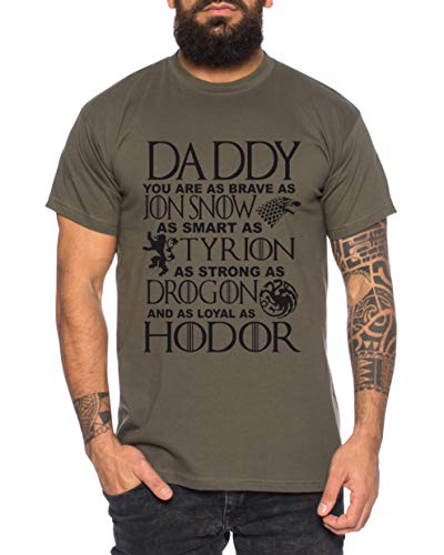 Daddy Snow - Herren T-Shirt Targaryen Thrones Game of stark Lannister Baratheon Daenerys Khaleesi tv blu-ray DVD, Größe:L, Farbe:Khaki von Tee Kiki