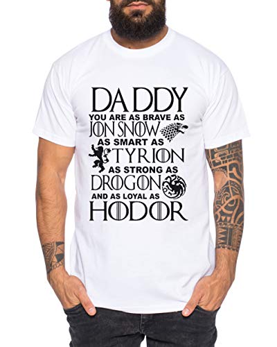 Daddy Snow - Herren T-Shirt Targaryen Thrones Game of stark Lannister Baratheon Daenerys Khaleesi tv blu-ray DVD, Größe:L, Farbe:Weiß von Tee Kiki