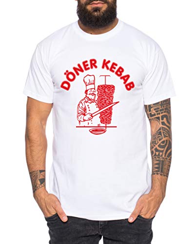 Döner Herren T-Shirt Cooles lustiges Fun Shirt, Größe:L, Farbe:Weiß von Tee Kiki