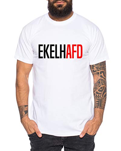 EKELHAFD Herren T-Shirt Cooles lustiges Fun-Shirt, Größe:L, Farbe:Weiß von Tee Kiki
