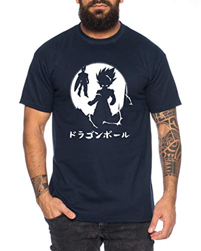 Gohan Moon - Herren T-Shirt Son Ruffy Luffy Naruto Saitama One Dragon Master Goku Ball Vegeta Turtle Roshi Piece Golds Db, Farbe:Dunkelblau, Größe:XL von Tee Kiki