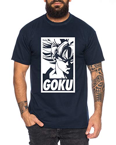 Goku Rahmen Herren T-Shirt One Goku Dragon Master Son Ball Vegeta Turtle Roshi Piece Golds Db, Farbe:Dunkelblau, Größe:3XL von Tee Kiki