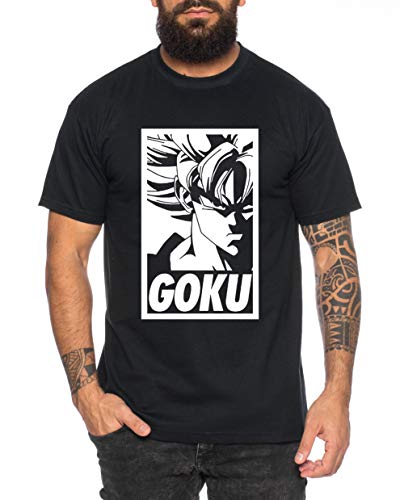 Goku Rahmen Herren T-Shirt One Goku Dragon Master Son Ball Vegeta Turtle Roshi Piece Golds Db, Farbe:Schwarz, Größe:L von Tee Kiki