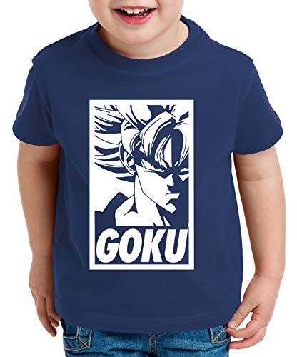 Goku Rahmen Kinder T-Shirt Son Dragon Master Ball Vegeta Turtle Roshi Db, Kinder T-Shirt Größe:152-164 (12-14 Jahre), Kinder Farben:Dunkel Blau von Tee Kiki