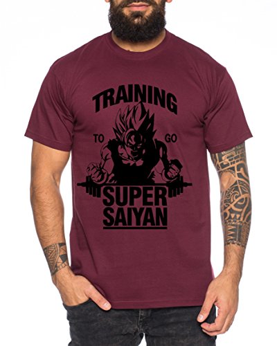 Goku Super Saiyan Herren T-Shirt One Goku Dragon Master Son Ball Vegeta Turtle Roshi Piece Golds Db, Farbe:Weinrot;Größe:XL von WhyKiki