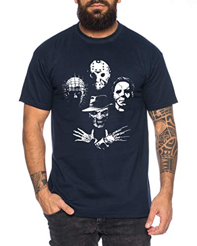 Horro Icons - Herren T-Shirt Halloween Michael Horror Myers Pennywise Man 13 Jason Voorhees Nightmare, Farbe:Dunkelblau, Größe:L von Tee Kiki