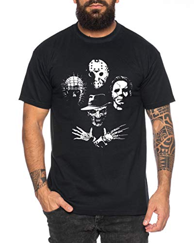 Horro Icons - Herren T-Shirt Halloween Michael Horror Myers Pennywise Man 13 Jason Voorhees Nightmare, Farbe:Schwarz, Größe:4XL von Tee Kiki