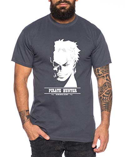 Hunter Zorro One Manga Herren Ruffy T-Shirt Anime Piece, Farbe:Dunkelgrau, Größe:XXL von Tee Kiki