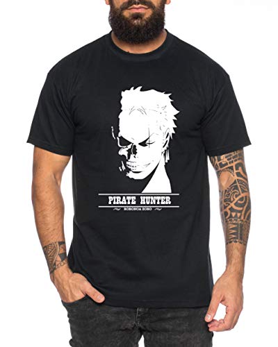 Hunter Zorro One Manga Herren Ruffy T-Shirt Anime Piece, Farbe:Schwarz, Größe:XL von Tee Kiki