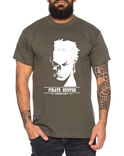 Hunter Zorro One Manga Herren Ruffy T-Shirt Anime Piece, Größe:M, Farbe:Khaki von Tee Kiki