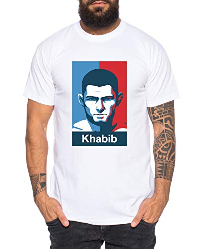 Khabib Blue Red - Herren T-Shirt Nurmagomedov MMA Eagle Dagestan Cooles Fitness Sport Shirt, Farbe:Weiß, Größe:M von Tee Kiki