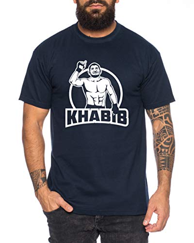 Khabib Finger - Herren T-Shirt Nurmagomedov MMA Eagle Dagestan Cooles Fitness Sport Shirt, Farbe:Dunkelblau, Größe:4XL von Tee Kiki