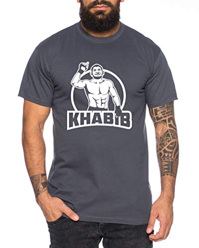 Khabib Finger - Herren T-Shirt Nurmagomedov MMA Eagle Dagestan Cooles Fitness Sport Shirt, Farbe:Dunkelgrau, Größe:L von Tee Kiki