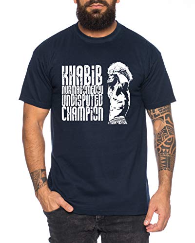 Khabib Undisputed - Herren T-Shirt Nurmagomedov MMA Eagle Dagestan Cooles Fitness Sport Shirt, Farbe:Dunkelblau, Größe:L von Tee Kiki
