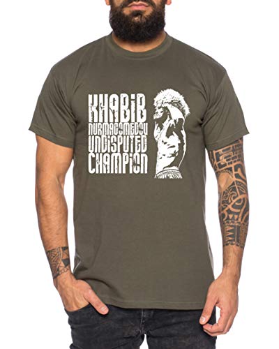 Khabib Undisputed - Herren T-Shirt Nurmagomedov MMA Eagle Dagestan Cooles Fitness Sport Shirt, Farbe:Khaki, Größe:M von Tee Kiki
