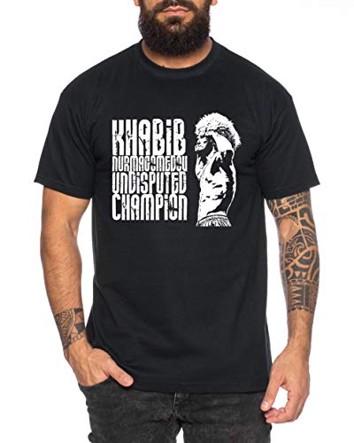 Khabib Undisputed - Herren T-Shirt Nurmagomedov MMA Eagle Dagestan Cooles Fitness Sport Shirt, Farbe:Schwarz, Größe:L von Tee Kiki