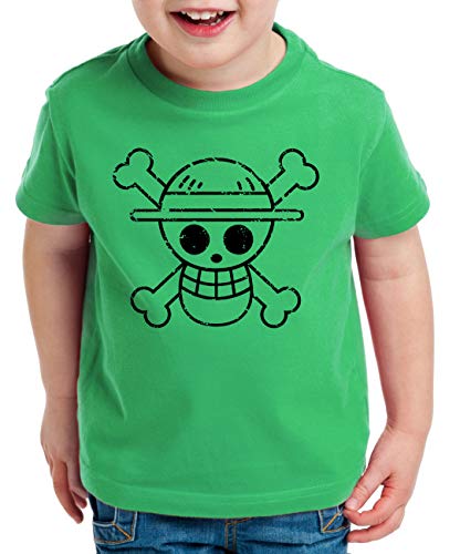 Logo Bruch Zorro One Manga Kinder Ruffy T-Shirt Anime Piece, Kinder T-Shirt Größe:98-104 (3-4 Jahre), Kinder Farben:Grün von Tee Kiki