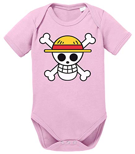 Logo Straw Hat One Baby Strampler Piece Bio Baumwolle Body Jungen & Mädchen 0-12 Monate, Größe:56/0-2 Monate, Farbe:Rosa von Tee Kiki